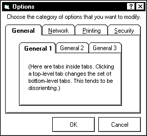 Dialog box, tabbed