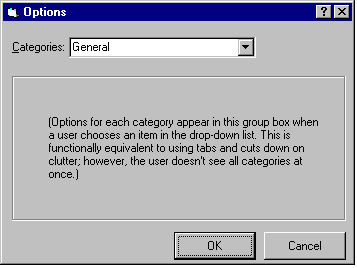 Dialog box, tabbed