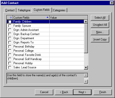 Dialog box, tabbed